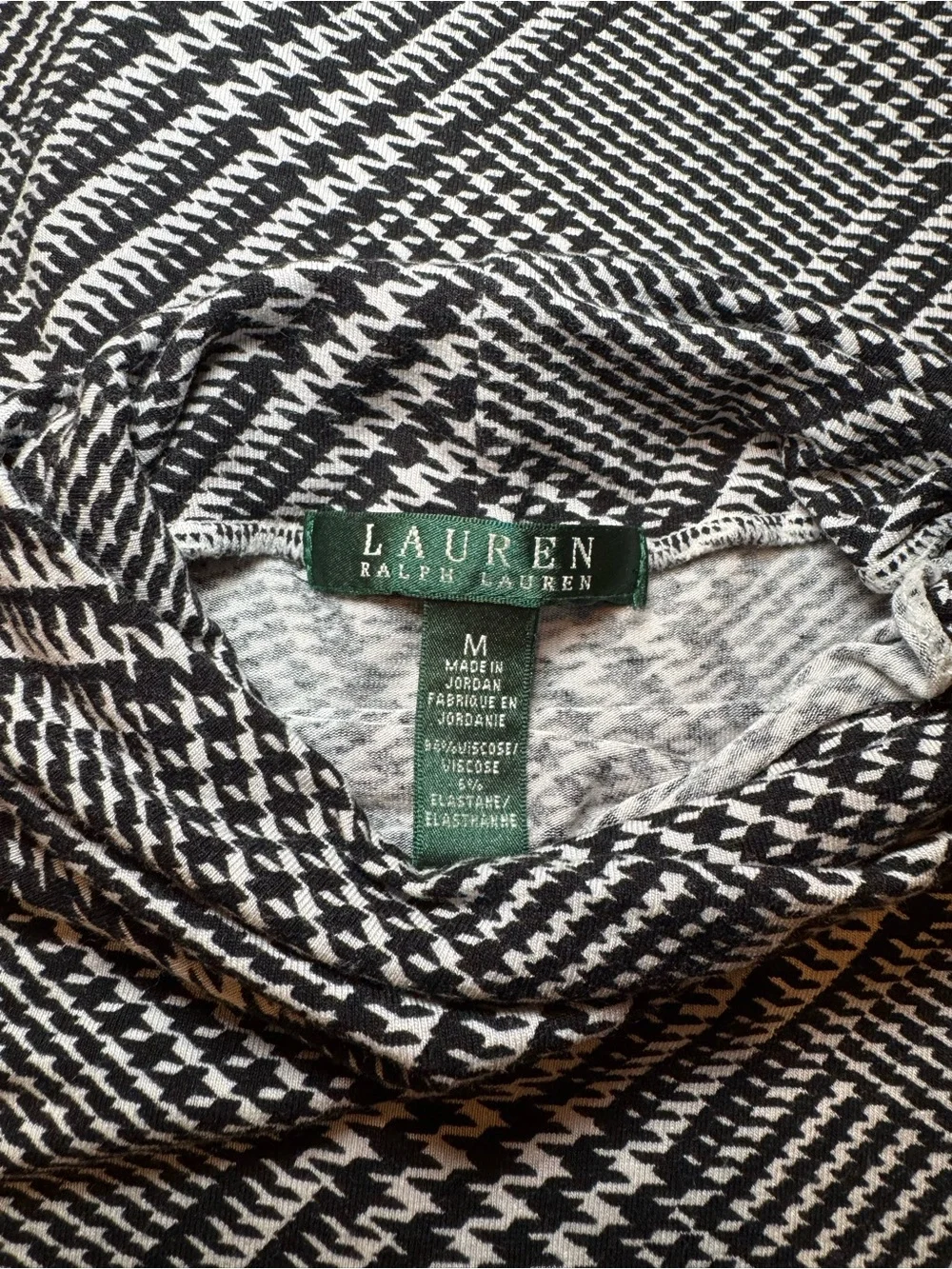 Ralph Lauren Black & White Houndstooth Sleeveless Mock Neck Tank - Picture 4 of 4
